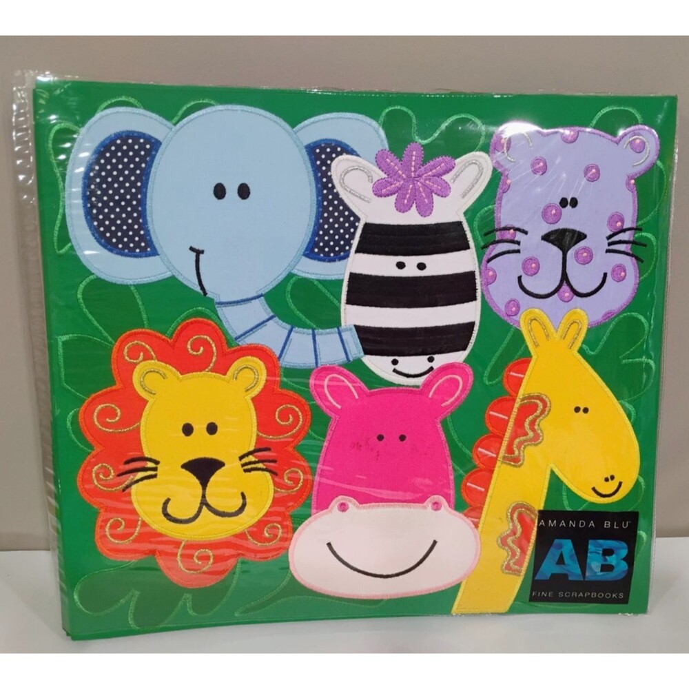 Amanda Blu AB Fine Scrapbooks Album 12x12 Circus Zoo Animals Faces Green Craft